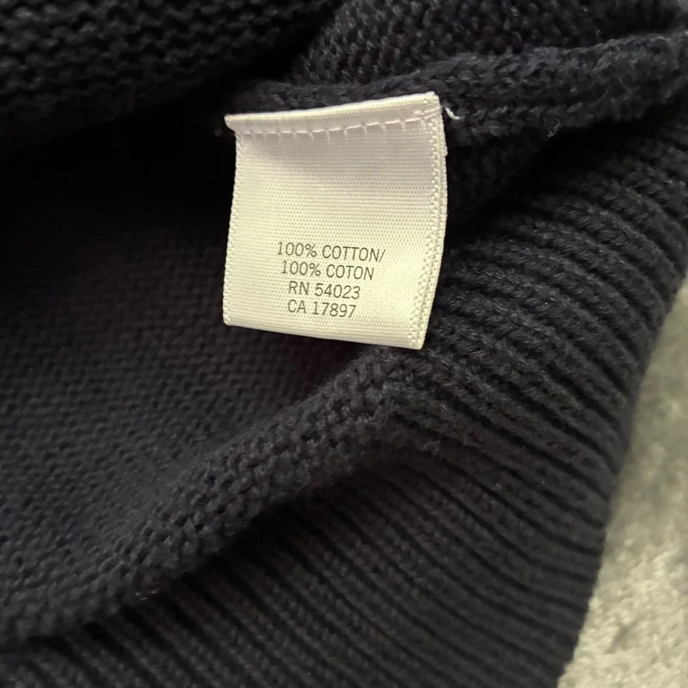 Banana Republic Mens Large Navy Blue Sweater Knit Polo Shirt Long Sleeve Pockets